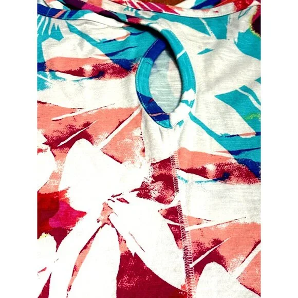 T By Talbots Size Small Multicolor Rayon Cotton Tee Floral Print City Casual Tee - Picture 12 of 12